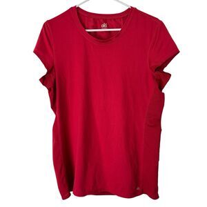 Alo Cool Fit Shirt Womens Size XXL Mesh Back Workout Yoga Cap Sleeve Red